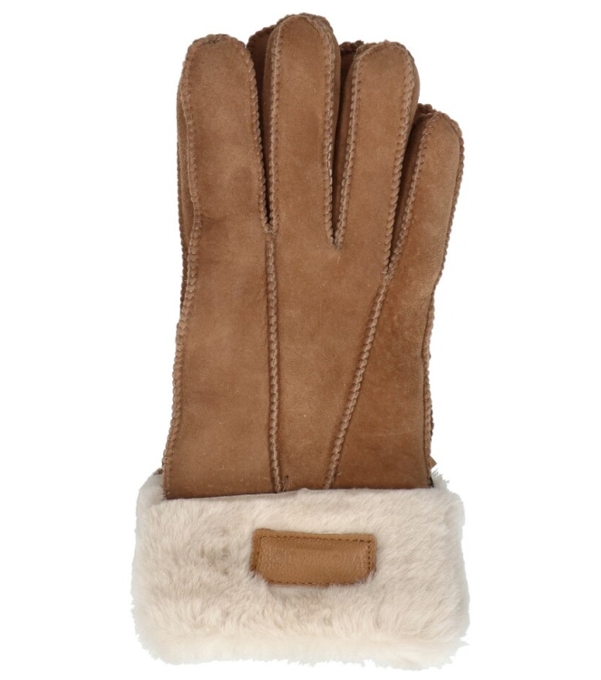 Warmbat handschoenen <span>Gloves women GLO308026-43 Lammy patchwork Camel</span> Gloves women GLO308026-43 Lammy patchwork Camel cognac - www.bremmerschoenen.info - Bremmer Schoenen