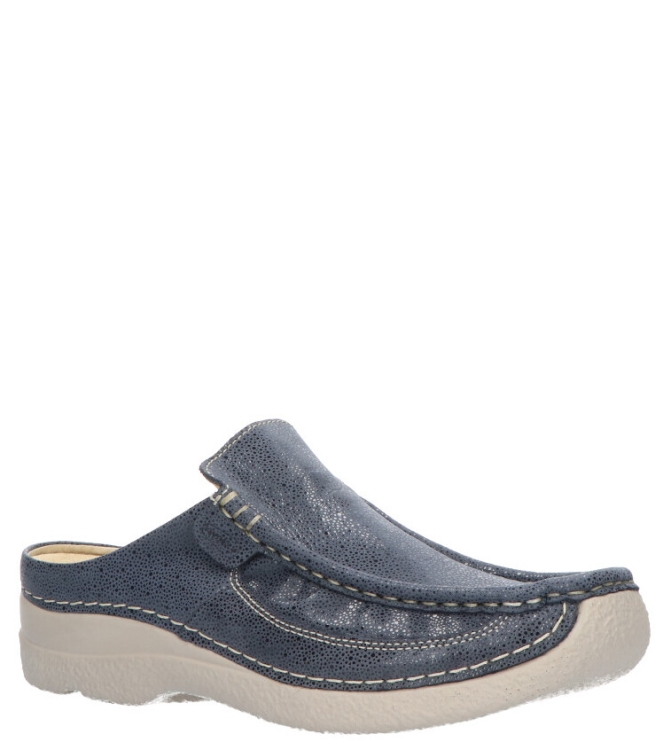 WOLKY SLIPPER <span>6202 Roll-slide 982 Denim Dots Nubuck</span> 6202 Roll-slide 982 Denim Dots Nubuck blauw - www.bremmerschoenen.info - Bremmer Schoenen